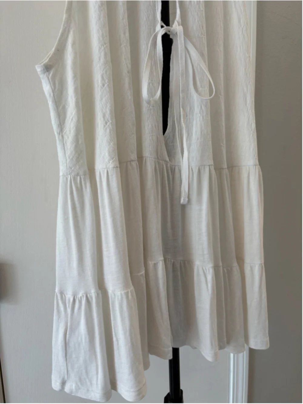 Free People Right On Time Tiered Tunic Cami Top White Cream Open Back Size M